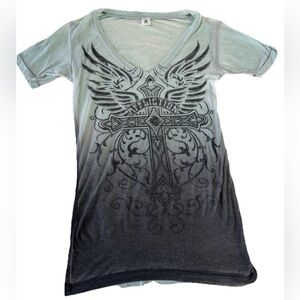 Affliction Live Fast Graphic V-Neck Shirt - Green